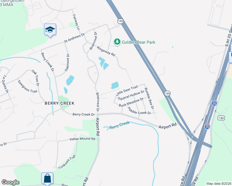 map of restaurants, bars, coffee shops, grocery stores, and more near 7733 Little Deer Trail in Georgetown