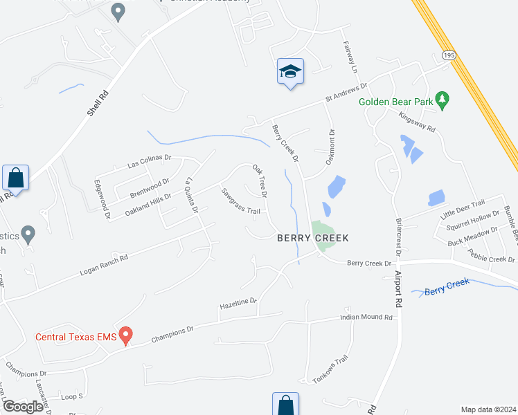 map of restaurants, bars, coffee shops, grocery stores, and more near 30103 Sawgrass Trail in Georgetown