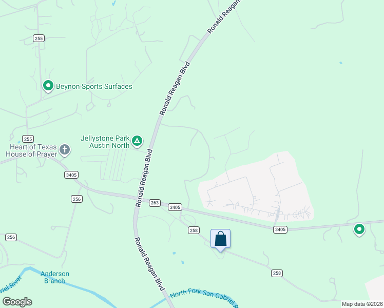 map of restaurants, bars, coffee shops, grocery stores, and more near 25600 Ronald Reagan Boulevard in Georgetown