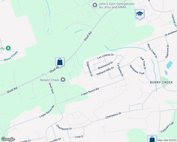 map of restaurants, bars, coffee shops, grocery stores, and more near 30010 Edgewood Drive in Georgetown