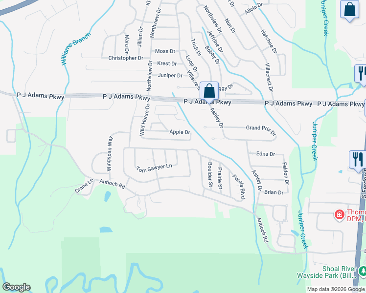 map of restaurants, bars, coffee shops, grocery stores, and more near 334 Riverchase Boulevard in Crestview