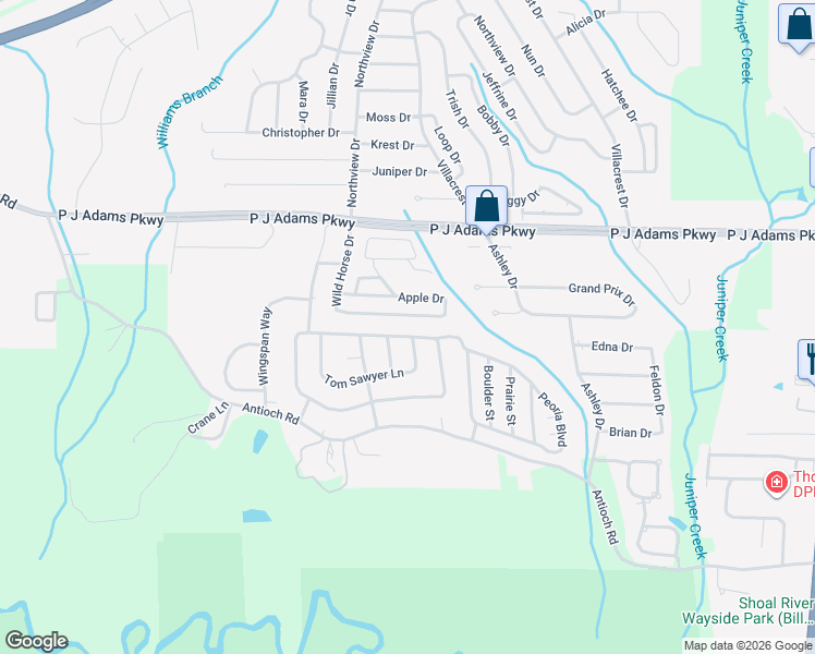 map of restaurants, bars, coffee shops, grocery stores, and more near 328 Riverchase Boulevard in Crestview