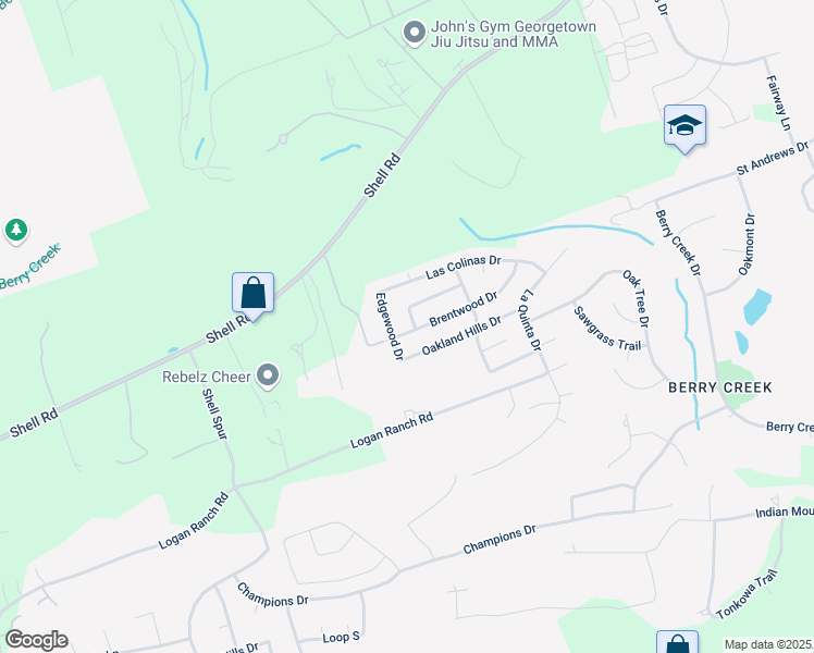 map of restaurants, bars, coffee shops, grocery stores, and more near 30010 Edgewood Drive in Georgetown