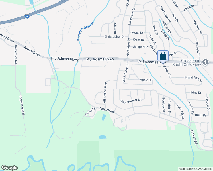 map of restaurants, bars, coffee shops, grocery stores, and more near 542 Wingspan Way in Crestview