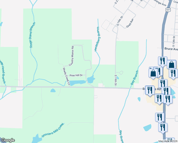 map of restaurants, bars, coffee shops, grocery stores, and more near 182 Teelinville Drive in DeFuniak Springs