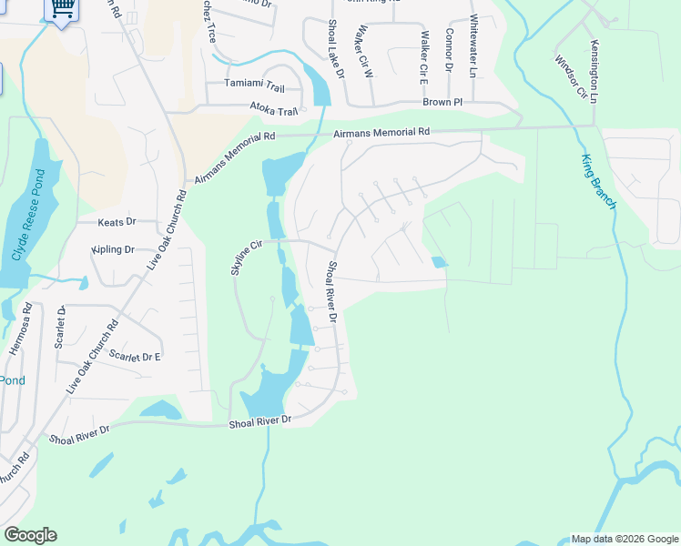 map of restaurants, bars, coffee shops, grocery stores, and more near 1010 Shoal River Drive in Crestview