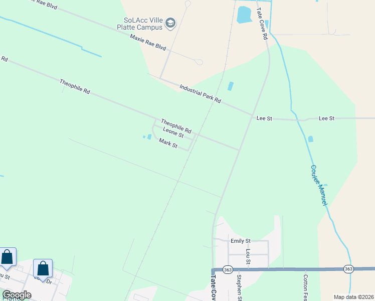 map of restaurants, bars, coffee shops, grocery stores, and more near 101 Mark Street in Ville Platte