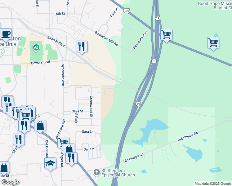 map of restaurants, bars, coffee shops, grocery stores, and more near 199-100,198-101 Varsity Circle in Huntsville