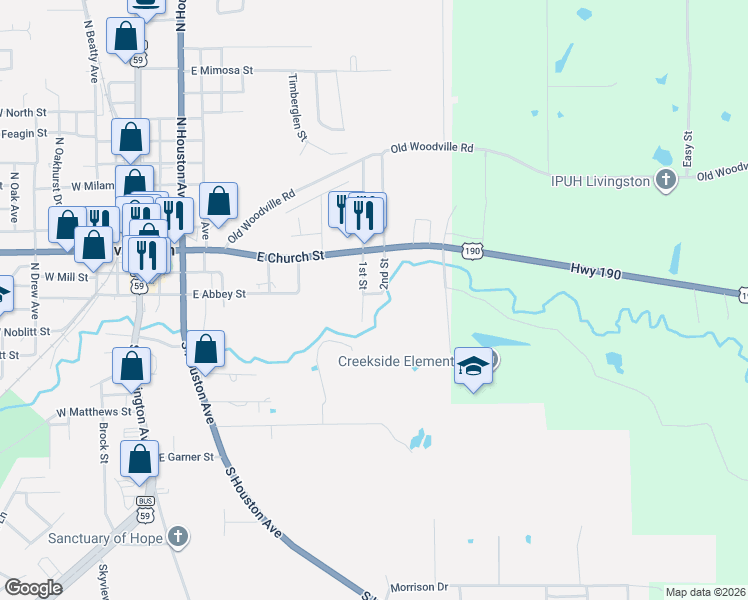 map of restaurants, bars, coffee shops, grocery stores, and more near 108 Barnard Street in Livingston