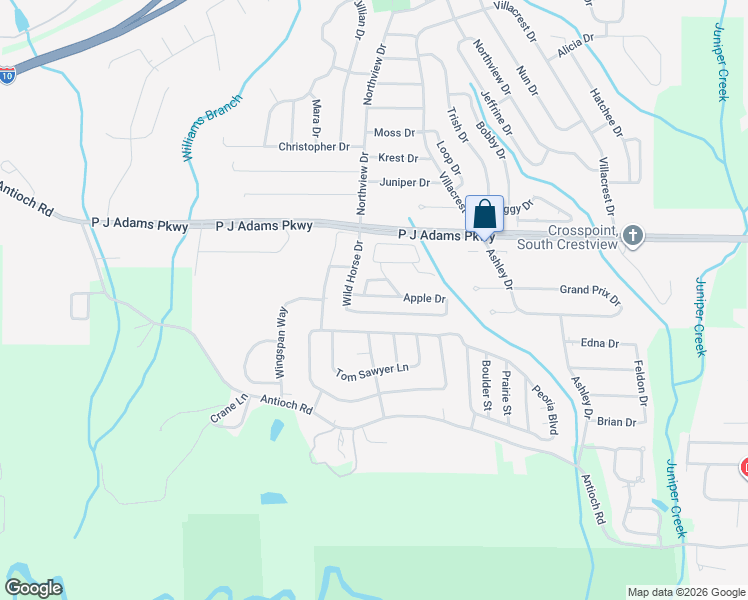 map of restaurants, bars, coffee shops, grocery stores, and more near 314 Apple Drive in Crestview