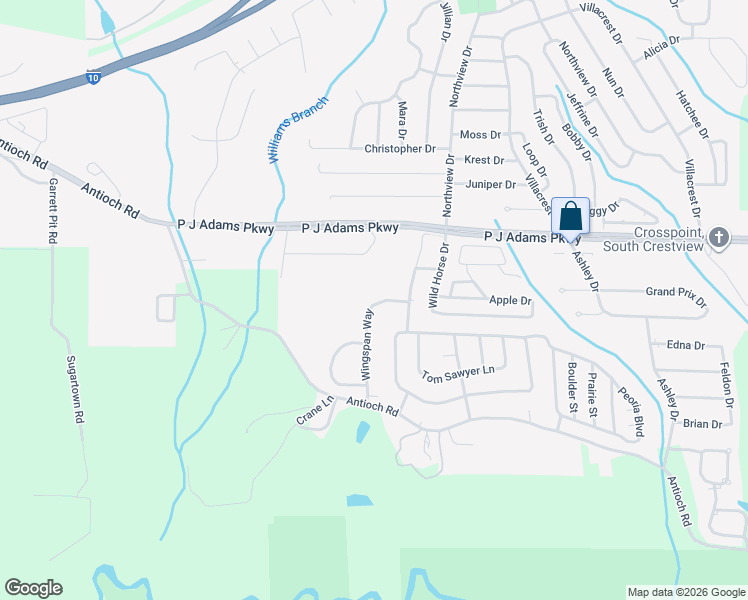 map of restaurants, bars, coffee shops, grocery stores, and more near 517 Wingspan Way in Crestview