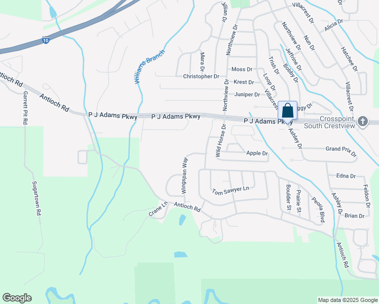 map of restaurants, bars, coffee shops, grocery stores, and more near 511 Wingspan Way in Crestview