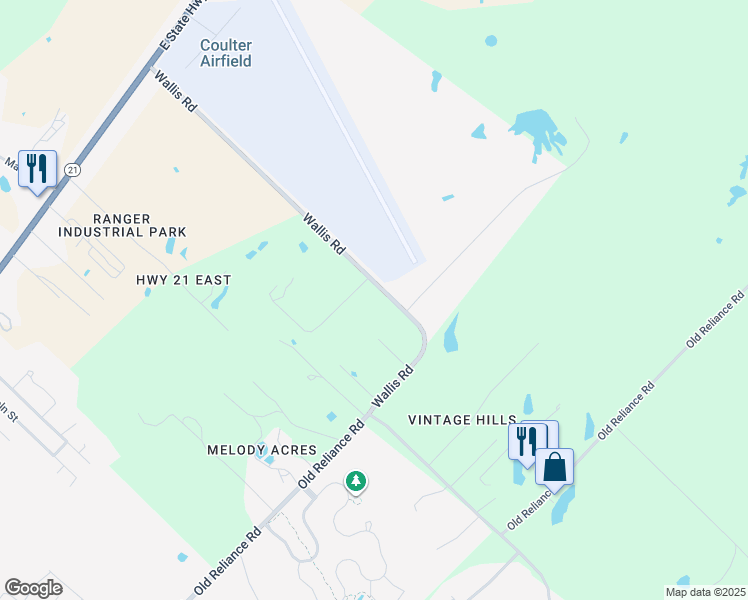 map of restaurants, bars, coffee shops, grocery stores, and more near 4925 Wallis Rd in Bryan