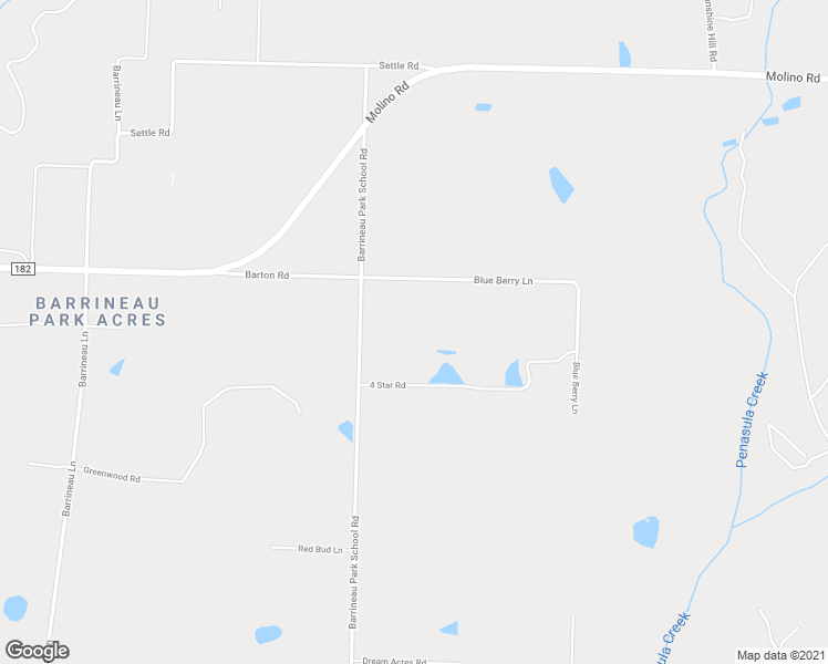 map of restaurants, bars, coffee shops, grocery stores, and more near 5020 Barrineau Park School Road in Molino