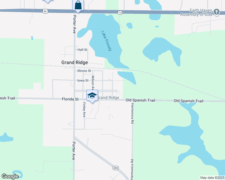 map of restaurants, bars, coffee shops, grocery stores, and more near 6958 Broadway Street in Grand Ridge