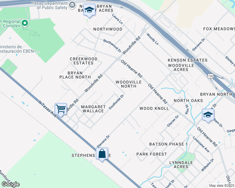 map of restaurants, bars, coffee shops, grocery stores, and more near 4000 Marsh Street in Bryan