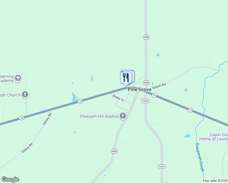 map of restaurants, bars, coffee shops, grocery stores, and more near 42585 Louisiana 16 in Amite City