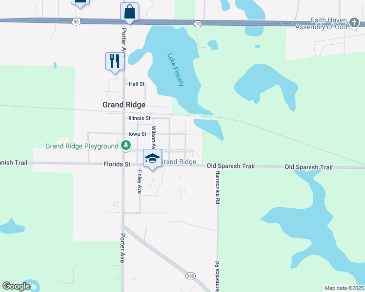 map of restaurants, bars, coffee shops, grocery stores, and more near 2023 Alabama Avenue in Grand Ridge