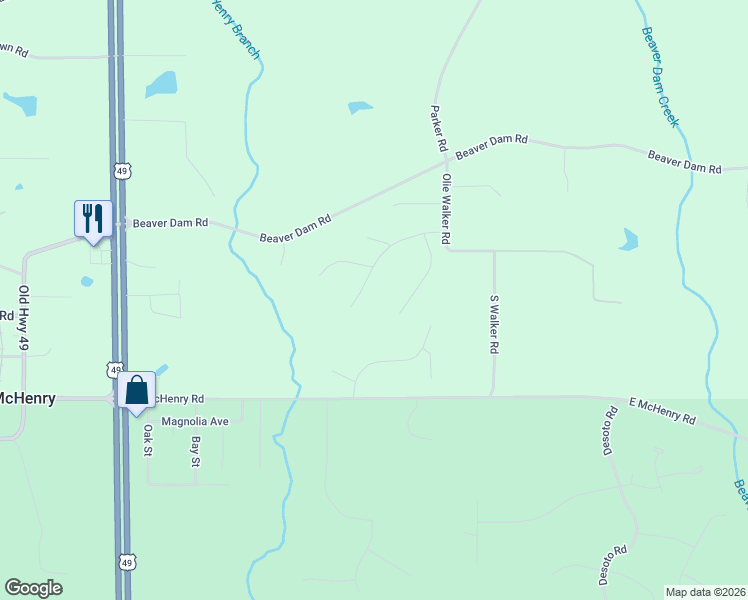 map of restaurants, bars, coffee shops, grocery stores, and more near 3 Ozark Place in Perkinston
