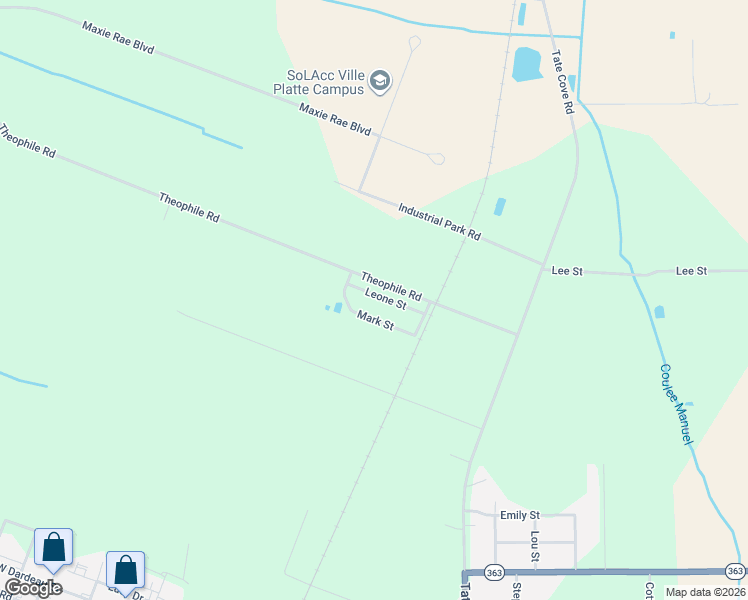 map of restaurants, bars, coffee shops, grocery stores, and more near 101-299 Mark Street in Ville Platte