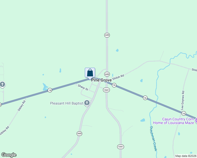 map of restaurants, bars, coffee shops, grocery stores, and more near 42227 Louisiana 16 in Pine Grove