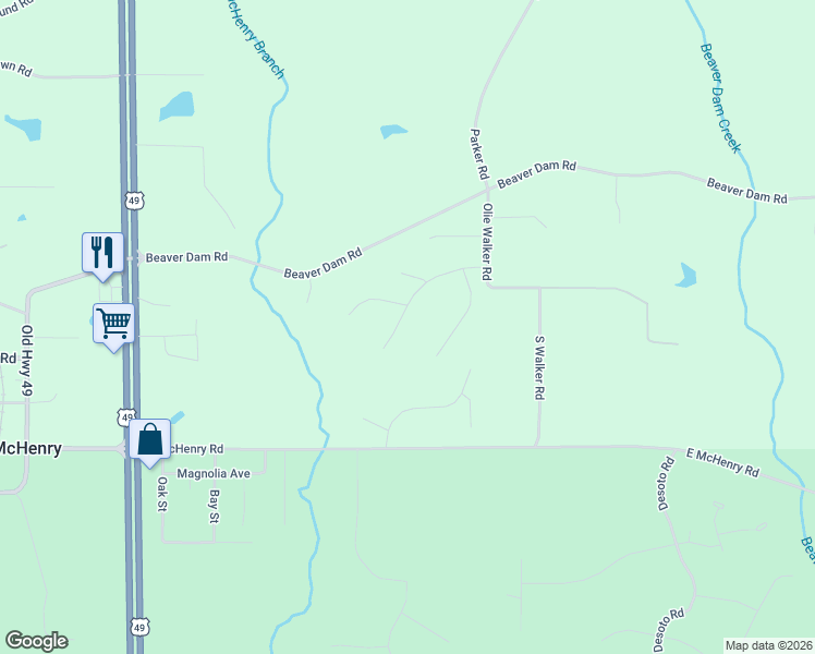 map of restaurants, bars, coffee shops, grocery stores, and more near Sugarloaf Lane in Perkinston