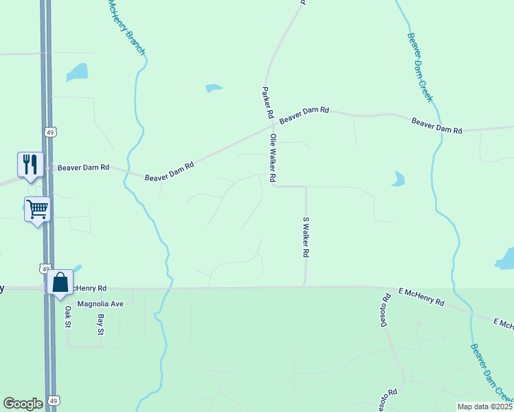 map of restaurants, bars, coffee shops, grocery stores, and more near Cascade Cove in Perkinston