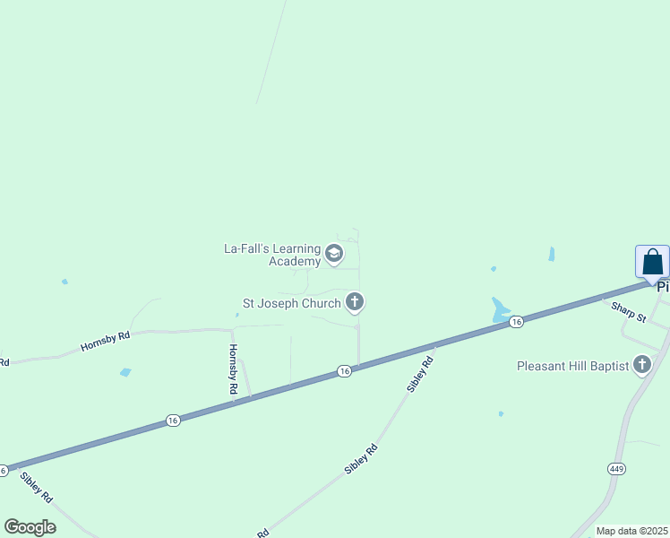 map of restaurants, bars, coffee shops, grocery stores, and more near Hughes Lane in Amite City