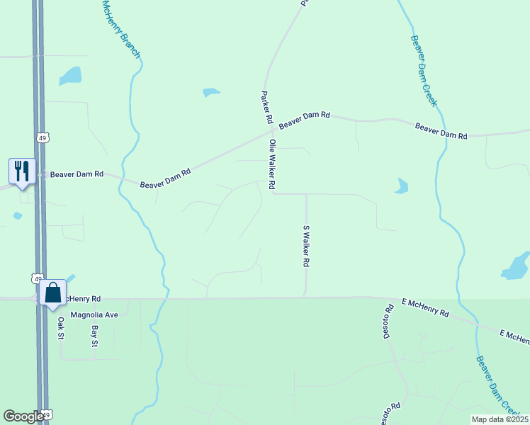 map of restaurants, bars, coffee shops, grocery stores, and more near Cascade Cove in Perkinston