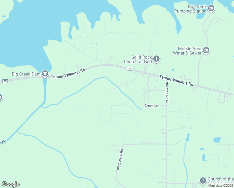 map of restaurants, bars, coffee shops, grocery stores, and more near 1000 Big Creek Drive in Mobile