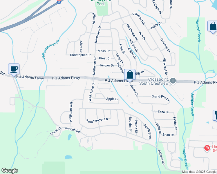 map of restaurants, bars, coffee shops, grocery stores, and more near 159 Nivana Drive in Crestview