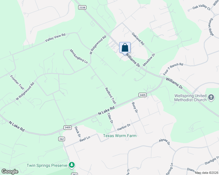 map of restaurants, bars, coffee shops, grocery stores, and more near 106 Redbird Trail in Georgetown