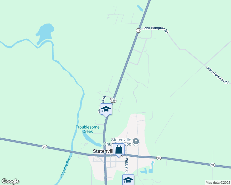 map of restaurants, bars, coffee shops, grocery stores, and more near 309 U.S. 129 in Statenville