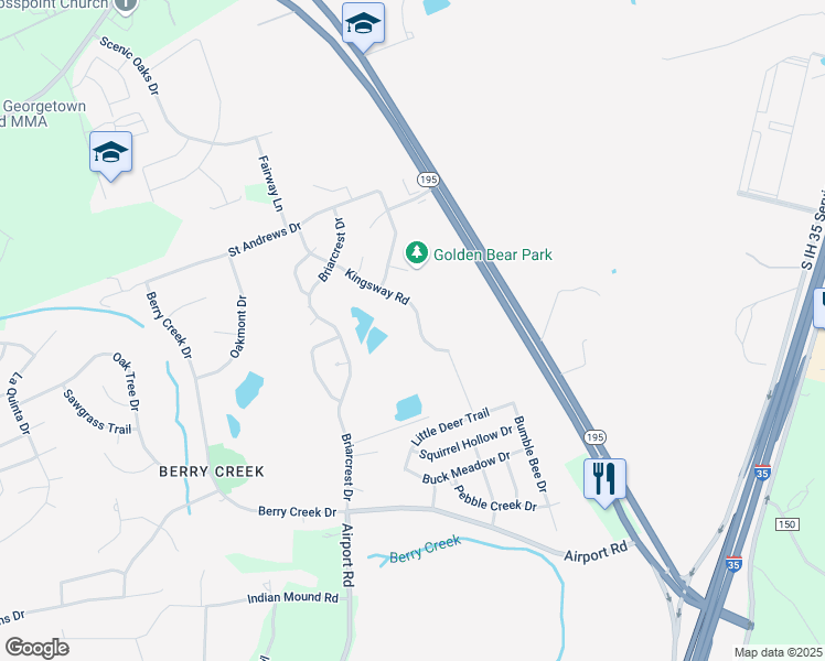 map of restaurants, bars, coffee shops, grocery stores, and more near 31440 Kingsway Road in Georgetown