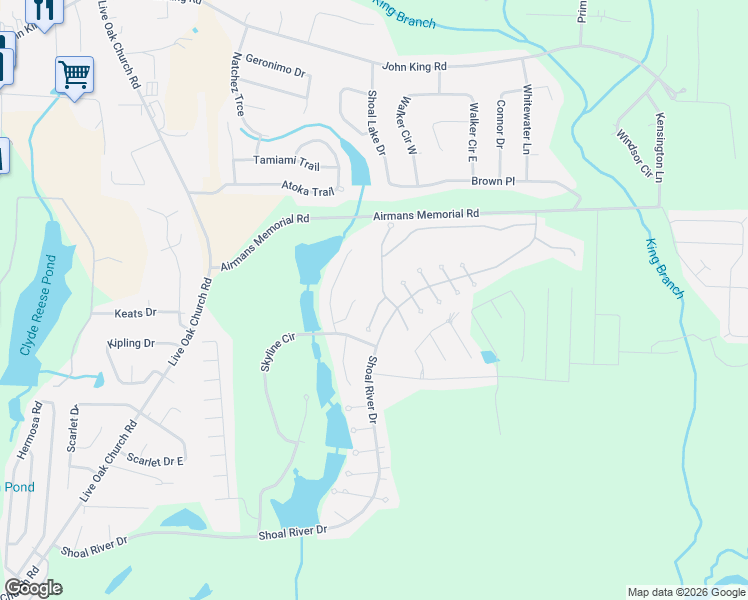 map of restaurants, bars, coffee shops, grocery stores, and more near 2897 Chanterelle Cove in Crestview