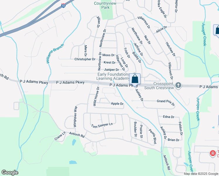 map of restaurants, bars, coffee shops, grocery stores, and more near 129 Nivana Drive in Crestview