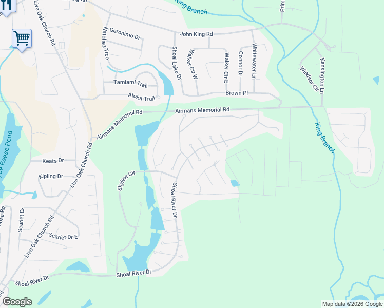 map of restaurants, bars, coffee shops, grocery stores, and more near 4609 Chanan Drive in Crestview