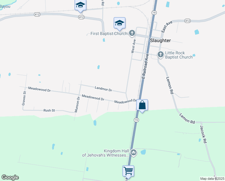 map of restaurants, bars, coffee shops, grocery stores, and more near 3026 Landmor Drive in Slaughter