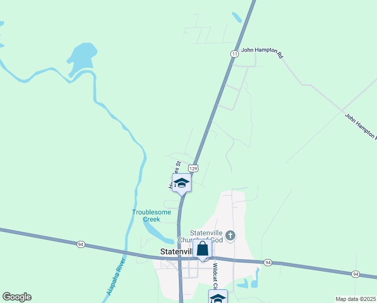 map of restaurants, bars, coffee shops, grocery stores, and more near 1070 U.S. 129 in Lake Park