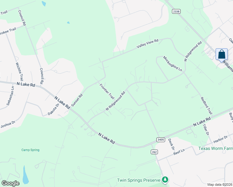 map of restaurants, bars, coffee shops, grocery stores, and more near 525 West Ridgewood Road in Georgetown