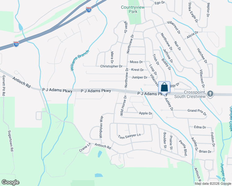 map of restaurants, bars, coffee shops, grocery stores, and more near 203 Riverchase Boulevard in Crestview