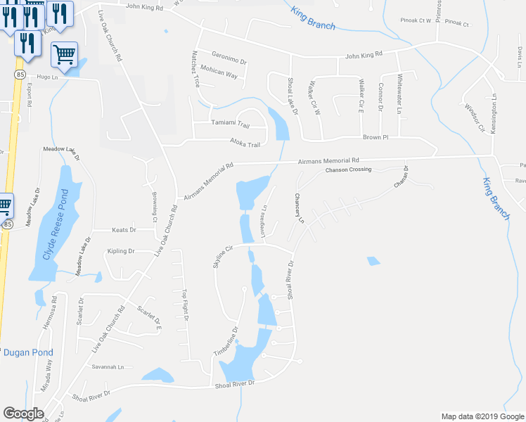 map of restaurants, bars, coffee shops, grocery stores, and more near 4687 Lovegrass Lane in Crestview