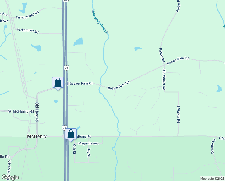 map of restaurants, bars, coffee shops, grocery stores, and more near 71 Beaver Dam Road South in Perkinston
