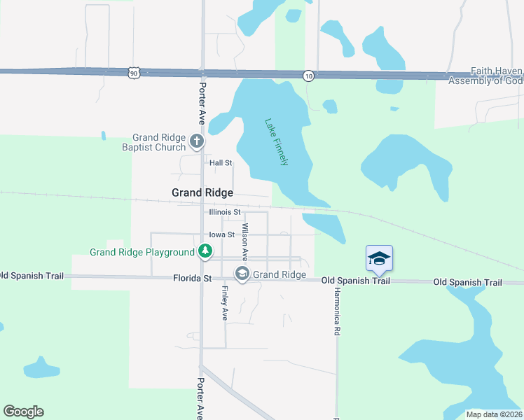 map of restaurants, bars, coffee shops, grocery stores, and more near 6929 Singletary Street in Grand Ridge