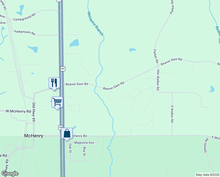 map of restaurants, bars, coffee shops, grocery stores, and more near 105 Beaver Dam Road in McHenry