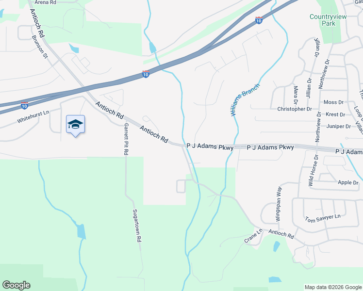 map of restaurants, bars, coffee shops, grocery stores, and more near Antioch Road in Crestview