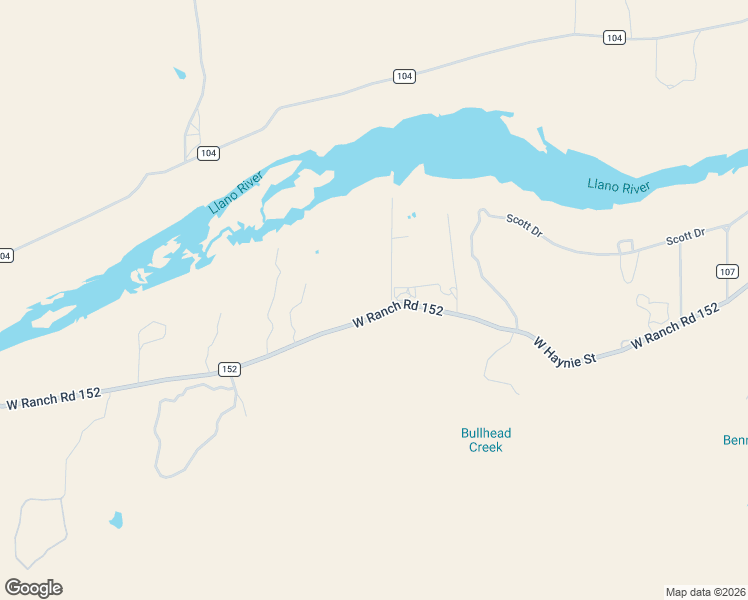 map of restaurants, bars, coffee shops, grocery stores, and more near 11865 West Ranch Road 152 in Llano