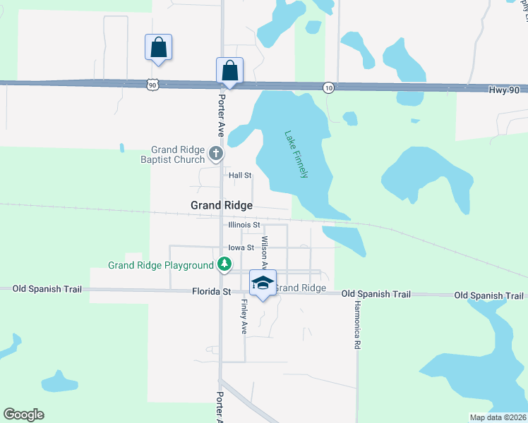 map of restaurants, bars, coffee shops, grocery stores, and more near 6929 Singletary Street in Grand Ridge