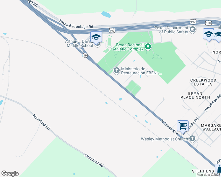 map of restaurants, bars, coffee shops, grocery stores, and more near 4812 North Texas Avenue in Bryan