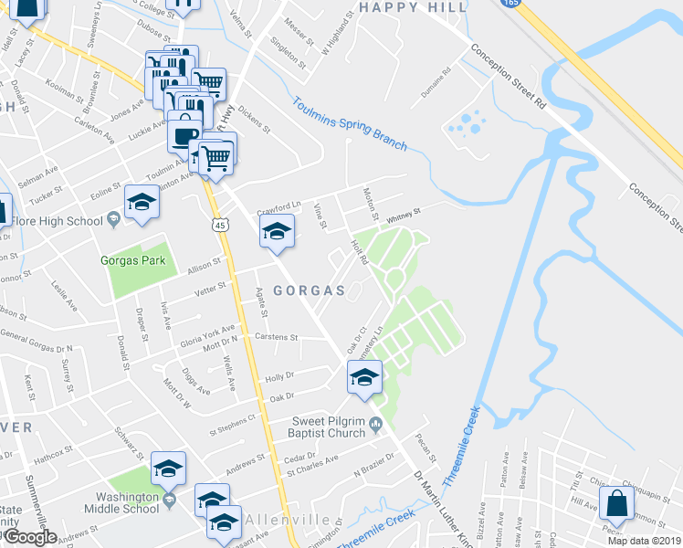 map of restaurants, bars, coffee shops, grocery stores, and more near 509 Yukers Street in Mobile